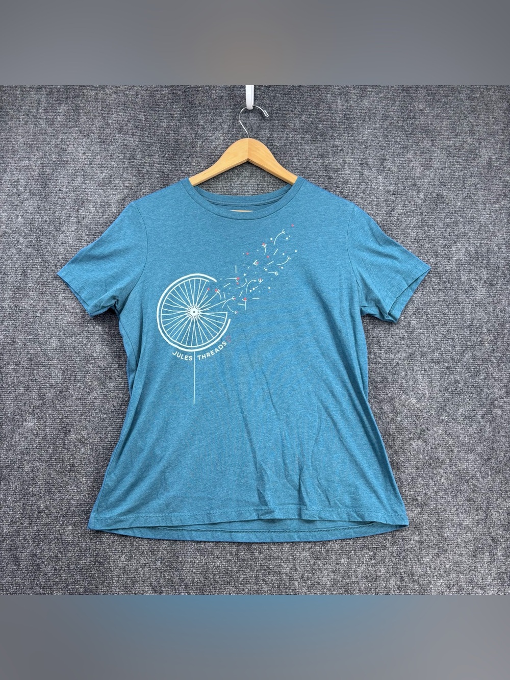 Jules Threads Blue Dandelion Wheel Crew Neck T Shirt Women’s M*